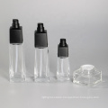 Large Size Lotion Bottles 350ml Transaprent Glass Square Serum Lotion Pump Containers Bottle